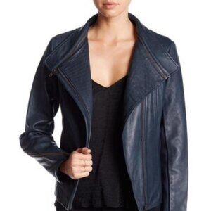 Sam Edelman Navy Blue Leather Jacket